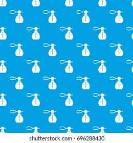 Perfume bottle with vaporizer pattern repeat seamless in blue color for any design. Vector geometric illustration