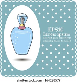 Perfume bottle. Vector. Blue