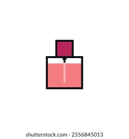 perfume bottle vector icon. pink perfume bottle. luxury fragrence illustration. beauty, cosmetics product illustration.