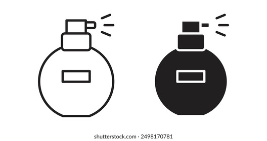 perfume bottle vector icon set in black color.