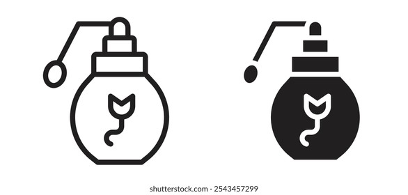 Perfume bottle vector icon set in black.