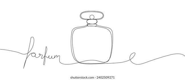 perfume bottle vector. Illustration of a continuous one line drawing. Perfume icon, one line vector illustration