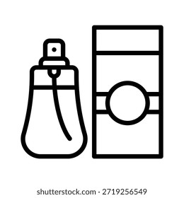 Ilustración vectorial de la botella de perfume, icono del estilo de la línea