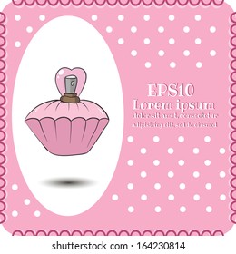 Perfume bottle. Vector. Pink