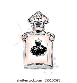 Perfume bottle vector. Trendy print. Fashion & Style.