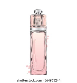 Perfume bottle vector. Trendy print. Fashion & Style.