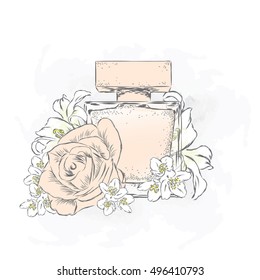Perfume bottle vector. Trendy print. Fashion & Style.