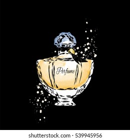 Perfume bottle vector. Trendy print. Fashion & Style. 