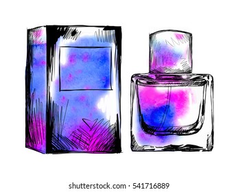 Perfume bottle vector. Trendy print. Fashion & Style.
