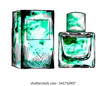 Perfume bottle vector. Trendy print. Fashion & Style.