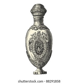 Perfume bottle - Vintage engraved illustration - "La mode illustree" by Firmin-Didot et Cie in 1882 France
