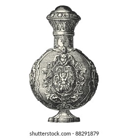 Perfume bottle - Vintage engraved illustration - "La mode illustree" by Firmin-Didot et Cie in 1882 France