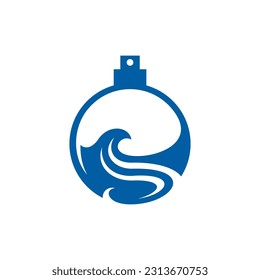 perfume bottle with wave water icon vector design, Unique and simple logo, Icon Concept Isolated Vector Design Template