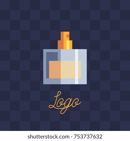 Perfume Bottle. Web site icon. Pixel art style. Isolated vector illustration.