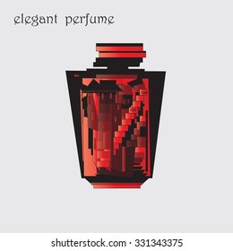 perfume bottles black original design decor red on light background vector
