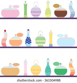 Perfume bottles colored vector illustration