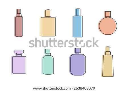 Perfume bottles colorful icon design product display 