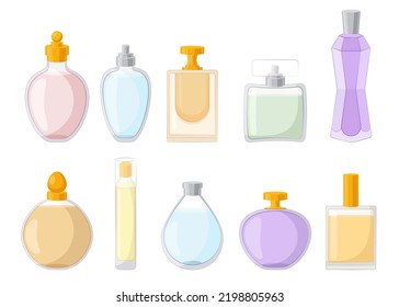 Perfume Bottles Different Shapes Cartoon Illustration Stock Vector ...