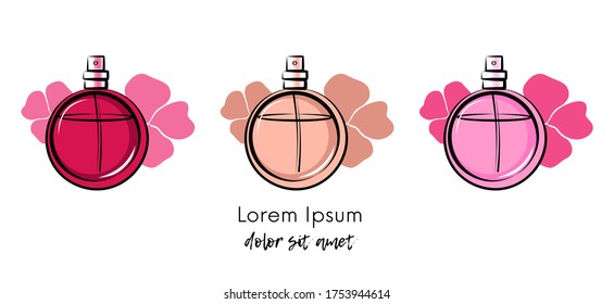Perfume bottles with flowers template vector