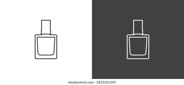 Perfume bottles icon. Simple line icon of perfume. Eau de toilette. Packaging of various shapes, linear icons of parfumes in black and white background.
