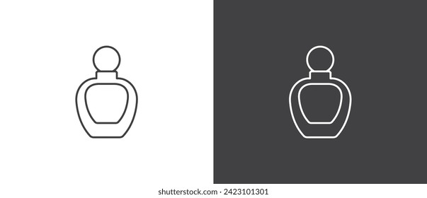 Perfume bottles icon vector. Simple line icon of perfume. Eau de toilette. Packaging of various shapes, linear icons of parfumes in black and white background.