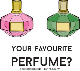 Perfume bottles icons. Eau de parfum background. Eau de toilette. Beautiful perfume vector set isolated on white background. Fashion illustration