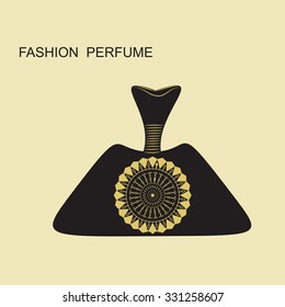 perfume bottles on a light background black decor gold pattern vector