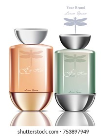 Perfume bottles realistic Vector. Product packaging for brands, advertise, commercial