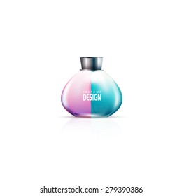 perfume bottles with reflections on white background. vector