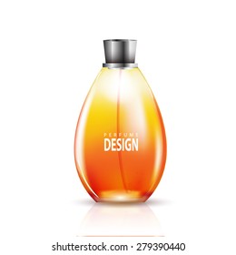 perfume bottles with reflections on white background. vector