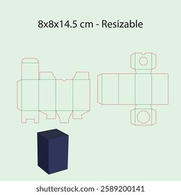 Perfume Box 100 ml. with insider Holder Die cut - Template - snap lock bottom