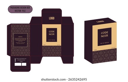 Perfume box design Design Template Code Noir Maroon