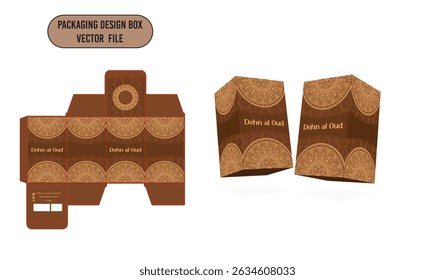 Diseño de caja de perfume Plantilla de diseño Dehn al Oud