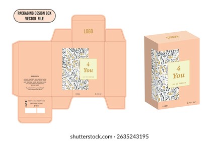 Diseño de caja de perfume Plantilla de diseño Cuatro usted color naranja