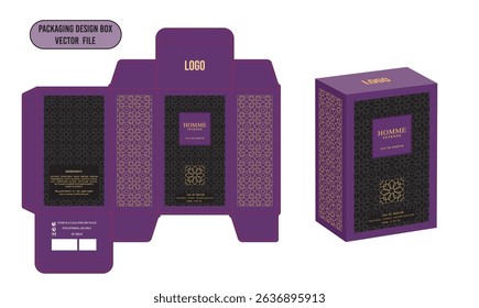Perfume box design Design Template Homme Intense Purple Color