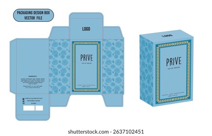 Perfume box design Design Template Prive Blue Color