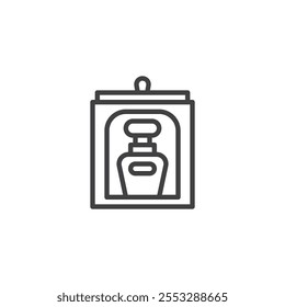 Icono de la línea de la caja de perfume. signo de estilo lineal para el concepto móvil y el Diseño web. Icono de Vector de contorno de caja de perfume. Símbolo, ilustración del logotipo. Gráficos de Vector