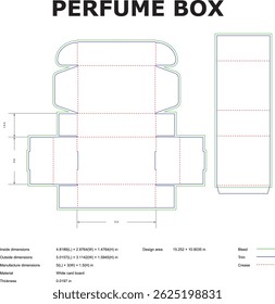 Perfume Box Packaging Die Cut Template Vector Diagram With Dimensions And Instructions