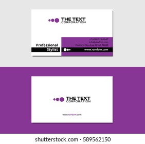 perfume business card with sharp corners, purple color