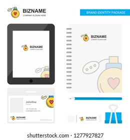 Perfume Business Logo, Tab App, Diary PVC Employee Card and USB Brand Stationary Package Design Vector Template