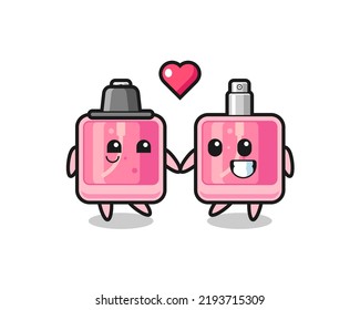 Perfume Cartoon Character Couple With Fall In Love Gesture , Cute Style Design For T Shirt, Sticker, Logo Element