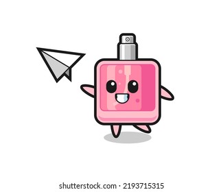 perfume cartoon character throwing paper airplane , cute style design for t shirt, sticker, logo element