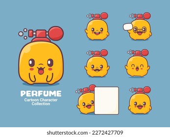 perfume cartoon. vector illustration with different expressions