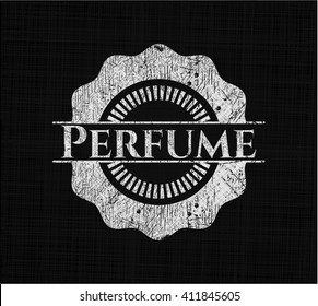 Perfume chalk emblem, retro style, chalk or chalkboard texture