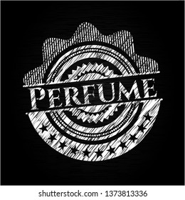 Perfume chalkboard emblem written on a blackboard