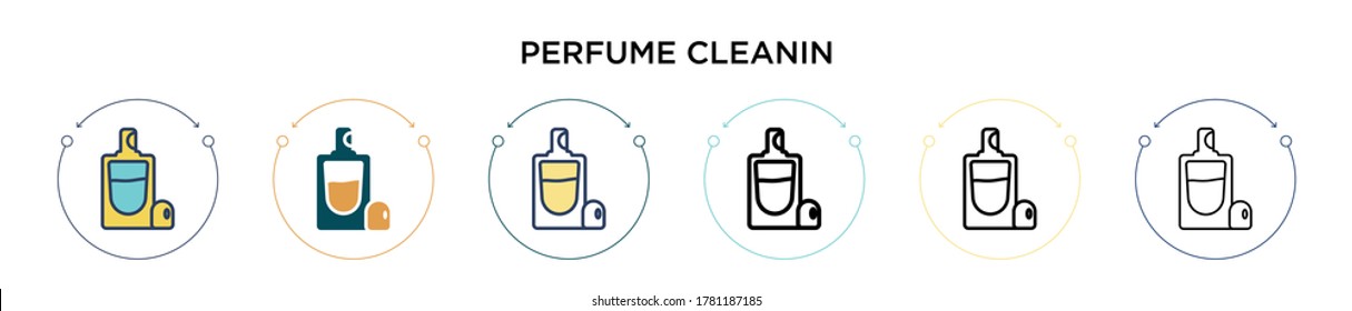 Perfume cleanin icon in filled, thin line, outline and stroke style. Vector illustration of two colored and black perfume cleanin vector icons designs can be used for mobile, ui, web