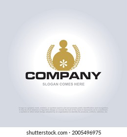 Perfume company vector logo design. Inspiration from perfume bottles, diamonds and leaves, so a natural symbol of elegance