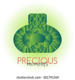 Perfume container designed as shining jewel. Concept logo or ad design. Great for beauty salons or cosmetics advertising.
