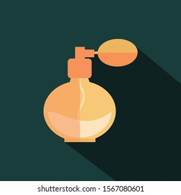 Perfume Cosmetic Design Element Flat Linear Colored on Army Background with Long Shadow Vector Illustration