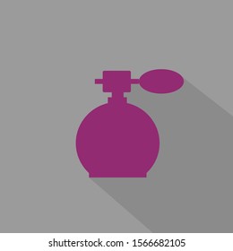 Perfume Cosmetic Design Elements Flat Linear Colored on Grey Background with Long Shadow Vector Illustration